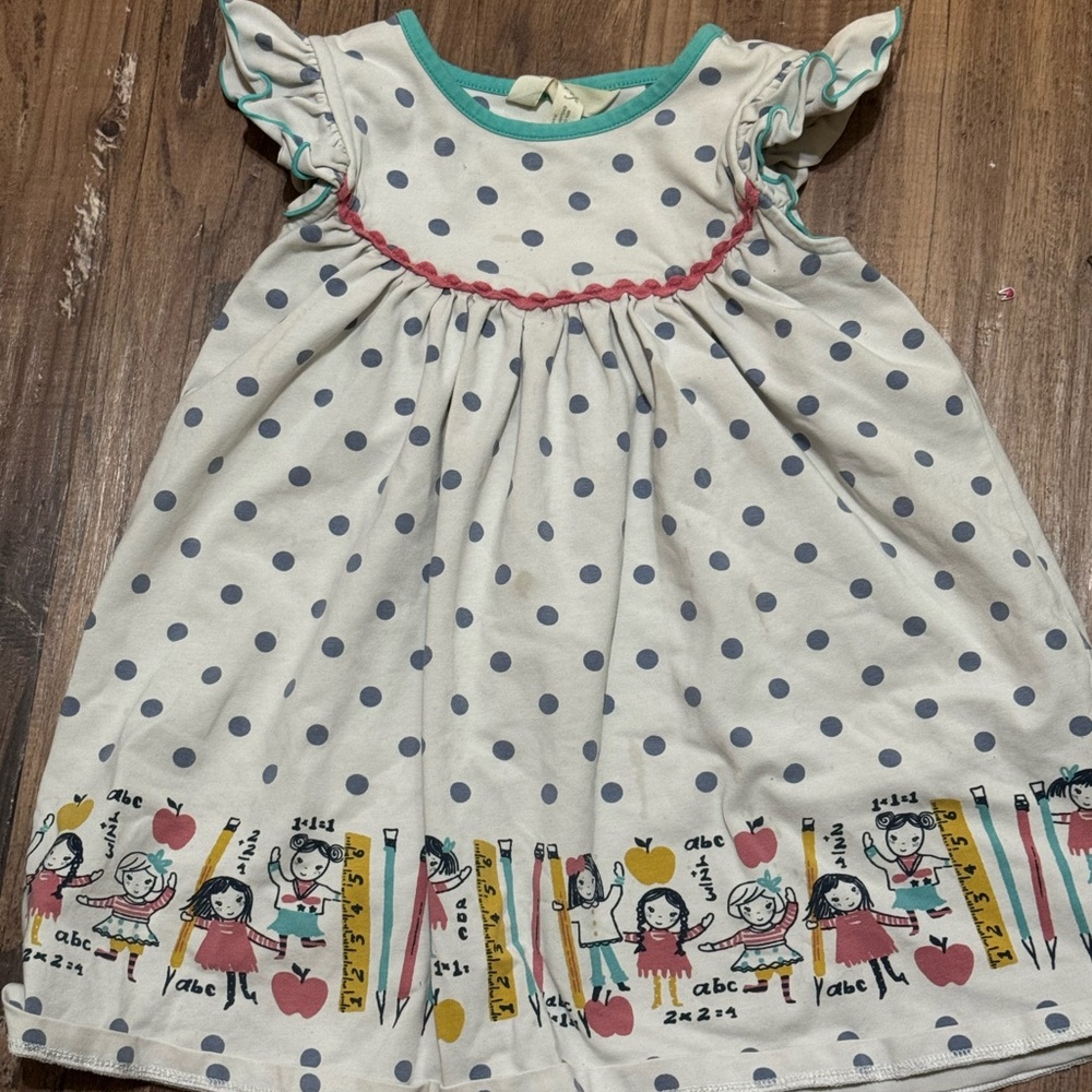 Matilda Jane Cream and Blue Dotted Kids Dress